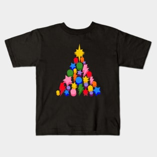 Multi Colour Christmas Tree, Star and Baubles Kids T-Shirt